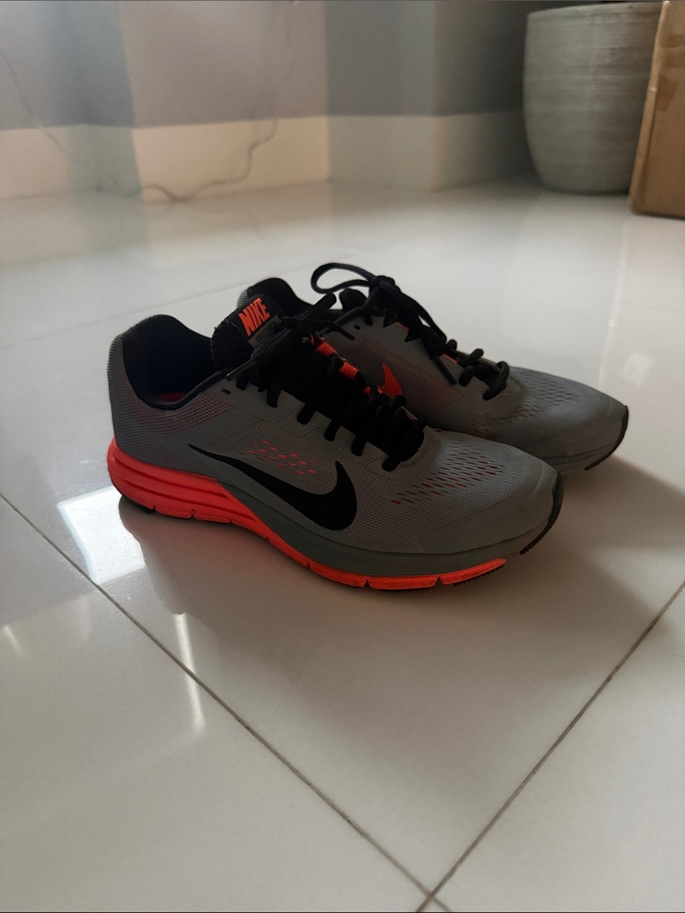 Nike Gray and Orange Athletic Running Sneakers